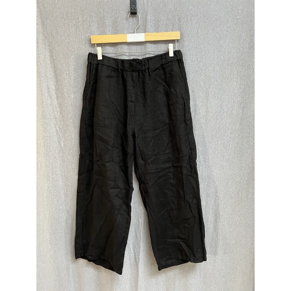 cut loose Black Cropped Wide-Leg Pants